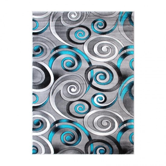 Flash Furniture Masie Collection Turquoise 5x7 Swirl Area Rug ACD-RG414-57-TQ-GG