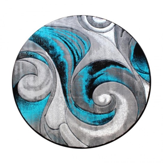 Flash Furniture Masie Collection Turquoise 8x8 Swirl Area Rug ACD-RG414-88-TQ-GG