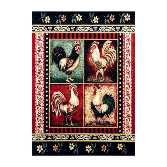 Flash Furniture Gallus Collection Red 5x7 Rooster Area Rug ACD-RG70HL-57-RD-GG