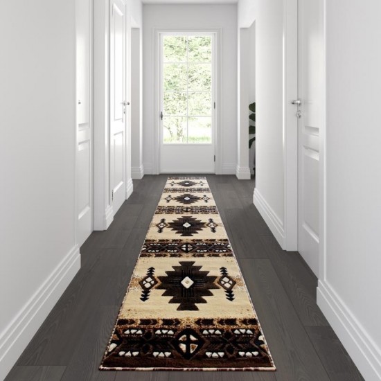 Flash Furniture Mohave Collection 2x10 Rustic Brown Area Rug ACD-RG784-210-BN-GG