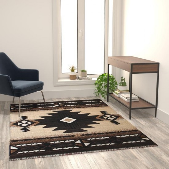 Flash Furniture Mohave Collection 5x7 Rustic Brown Area Rug ACD-RGELYF-57-BN-GG