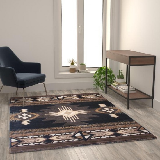 Flash Furniture Mohave Collection 5x7 Rustic Black Area Rug ACD-RGEMQ9-57-BK-GG