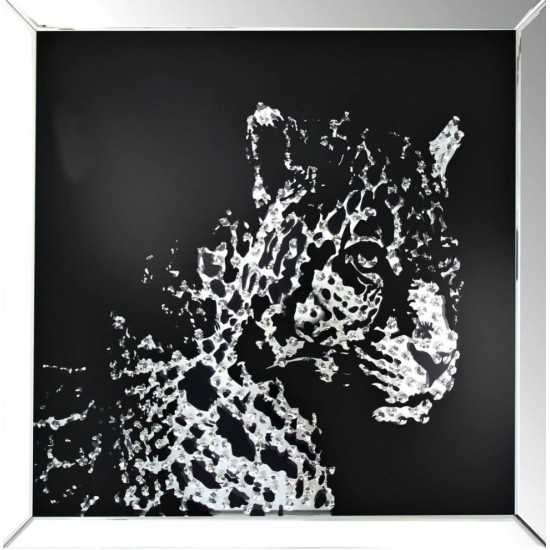 ACME Nevina Wall Art, Mirrored & Crystal Leopard