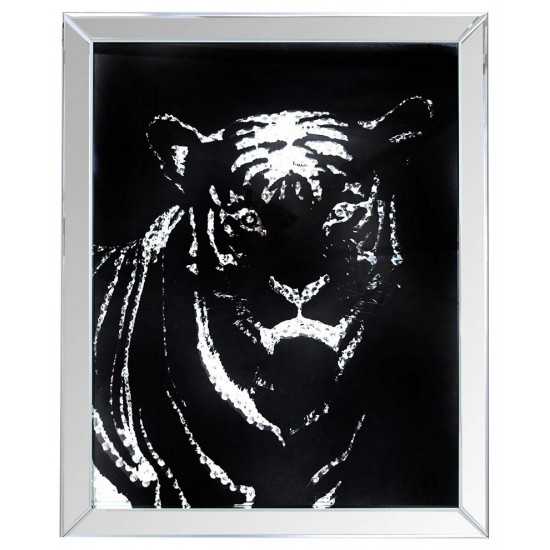 ACME Nevina Wall Art, Mirrored & Crystal Tiger