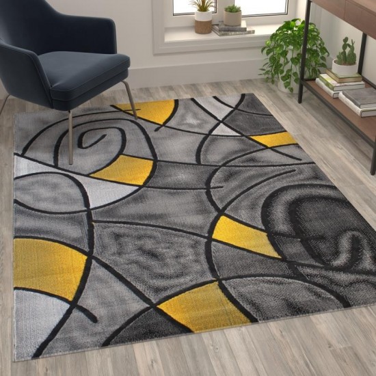 Flash Furniture Jubilee Collection Yellow 5x7 Abstract Rug ACD-RGTRZ860-57-YL-GG