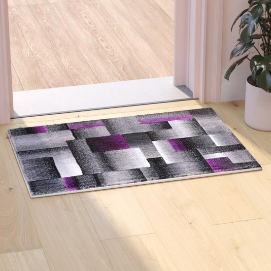 Flash Furniture Elio Collection 2x3 Purple Block Area Rug ACD-RGTRZ861-23-PU-GG