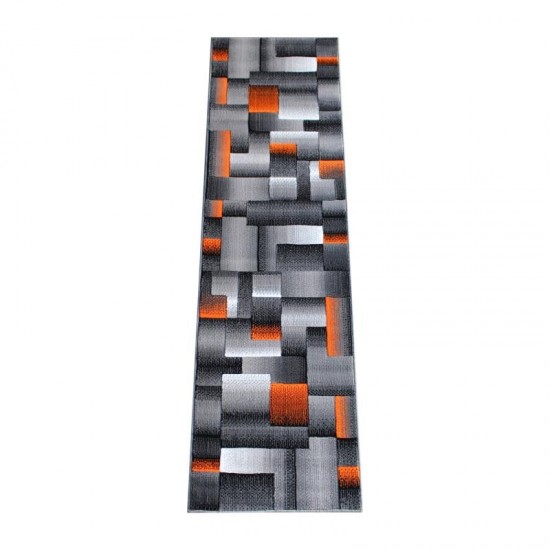 Flash Furniture Elio Collection 2x7 Orange Block Area Rug ACD-RGTRZ861-27-OR-GG