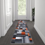 Flash Furniture Elio Collection 2x7 Orange Block Area Rug ACD-RGTRZ861-27-OR-GG