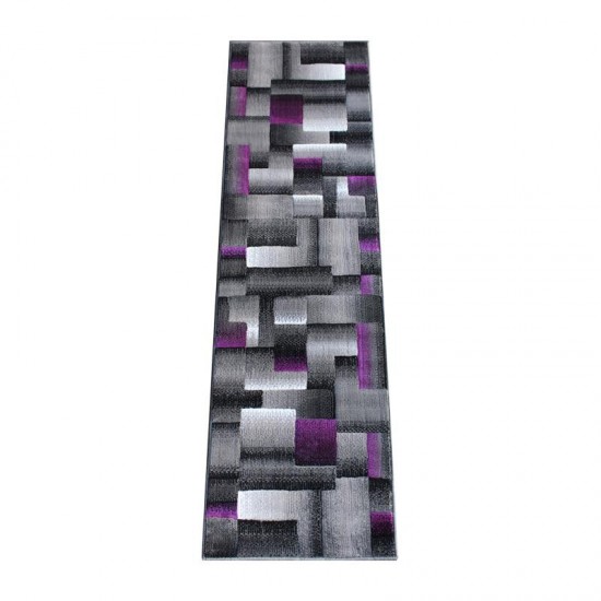 Flash Furniture Elio Collection 2x7 Purple Block Area Rug ACD-RGTRZ861-27-PU-GG