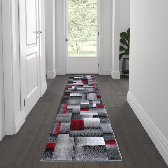 Flash Furniture Elio Collection 2x7 Red Block Area Rug ACD-RGTRZ861-27-RD-GG
