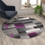 Flash Furniture Elio Collection 5x5 Purple Block Area Rug ACD-RGTRZ861-55-PU-GG