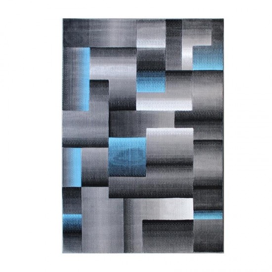 Flash Furniture Elio Collection 5x7 Blue Block Area Rug ACD-RGTRZ861-57-BL-GG