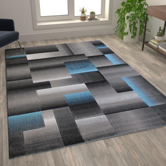 Flash Furniture Elio Collection 6x9 Blue Block Area Rug ACD-RGTRZ861-69-BL-GG