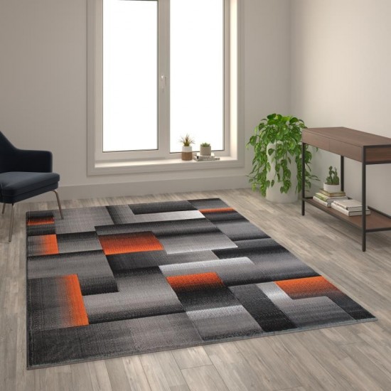 Flash Furniture Elio Collection 6x9 Orange Block Area Rug ACD-RGTRZ861-69-OR-GG