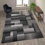 Flash Furniture Elio Collection 8x10 Gray Block Area Rug ACD-RGTRZ861-810-GY-GG