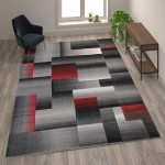 Flash Furniture Elio Collection 8x10 Red Block Area Rug ACD-RGTRZ861-810-RD-GG