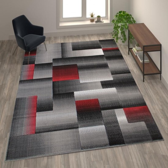 Flash Furniture Elio Collection 8x10 Red Block Area Rug ACD-RGTRZ861-810-RD-GG