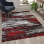 Flash Furniture Rylan Collection Red 5x7 Abstract Area Rug ACD-RGTRZ863-57-RD-GG