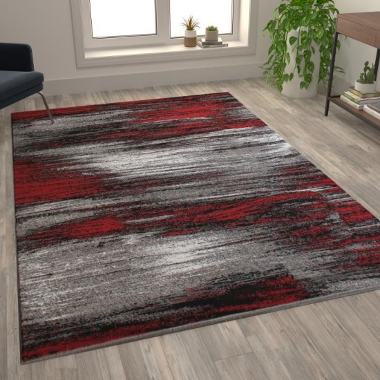 Flash Furniture Rylan Collection Red 6x9 Abstract Area Rug ACD-RGTRZ863-69-RD-GG