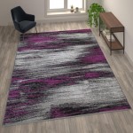 Flash Furniture Rylan Collection Purple 8x10 Abstract Rug ACD-RGTRZ863-810-PU-GG