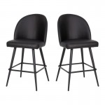 Flash Furniture Lyla 2PK 26" Black Leather Barstool AY-1026H-26-BK-GG