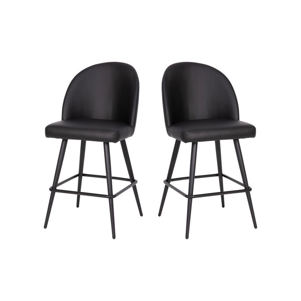 Flash Furniture Lyla 2PK 26" Black Leather Barstool AY-1026H-26-BK-GG