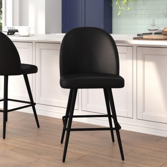 Flash Furniture Lyla 2PK 26" Black Leather Barstool AY-1026H-26-BK-GG