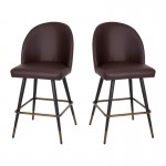 Flash Furniture Lyla 2PK 26" Brown Leather Barstool AY-1026H-26-BR-GG