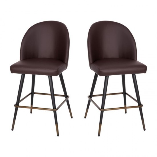 Flash Furniture Lyla 2PK 26" Brown Leather Barstool AY-1026H-26-BR-GG