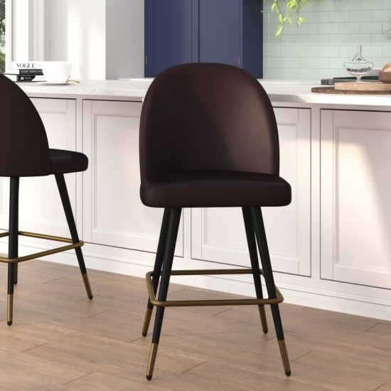 Flash Furniture Lyla 2PK 26" Brown Leather Barstool AY-1026H-26-BR-GG