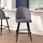 Flash Furniture Lyla 2PK 26" Gray Linen Barstool AY-1026H-26-GYFAB-GG