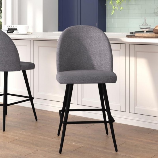 Flash Furniture Lyla 2PK 26" Gray Linen Barstool AY-1026H-26-GYFAB-GG