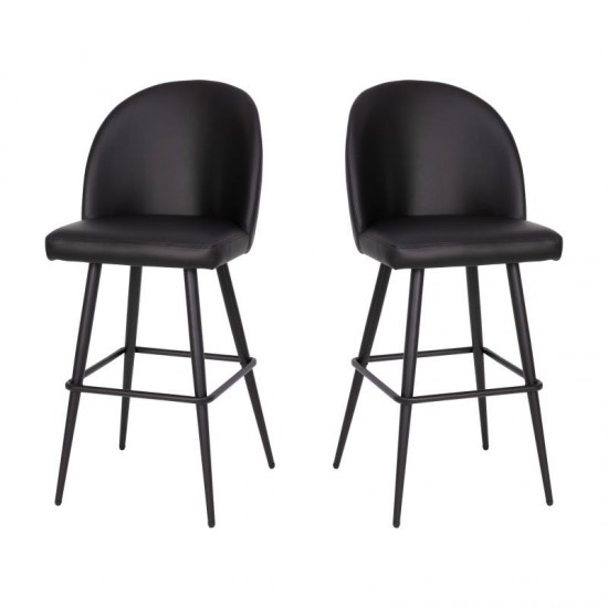 Flash Furniture Lyla 2PK 30" Black Leather Barstool AY-1026H-30-BK-GG