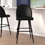 Flash Furniture Lyla 2PK 30" Black Leather Barstool AY-1026H-30-BK-GG