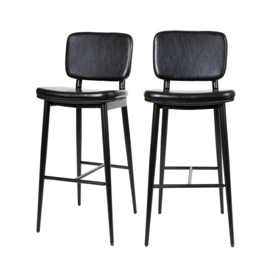 Flash Furniture Kenzie 2PK Black Leather Barstools AY-S01-BK-GG