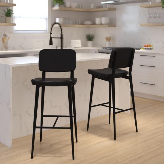 Flash Furniture Kenzie 2PK Black Leather Barstools AY-S01-BK-GG