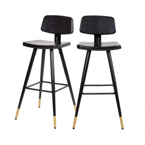 Flash Furniture Kora 2PK Black Leather Barstools AY-S02-BK-GG