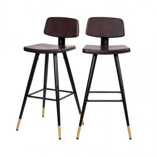 Flash Furniture Kora 2PK Brown Leather Barstools AY-S02-BR-GG