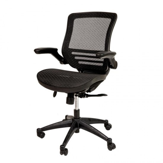 Flash Furniture Warfield Black Mid-Back Mesh Chair BL-8801X-BK-GG