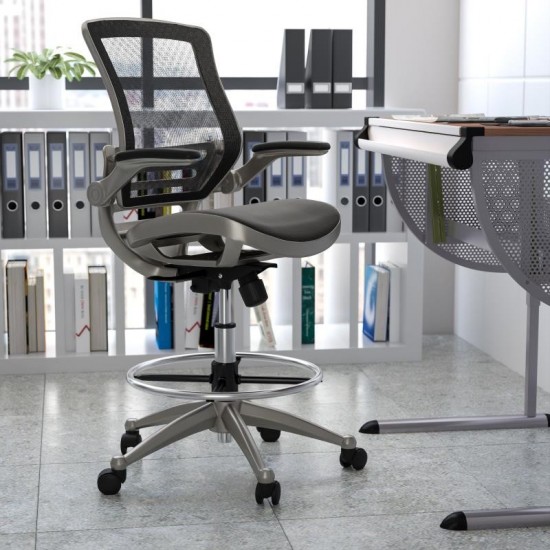 Flash Furniture Waylon Black Mesh Drafting Chair BL-LB-8801X-D-BK-GR-GG