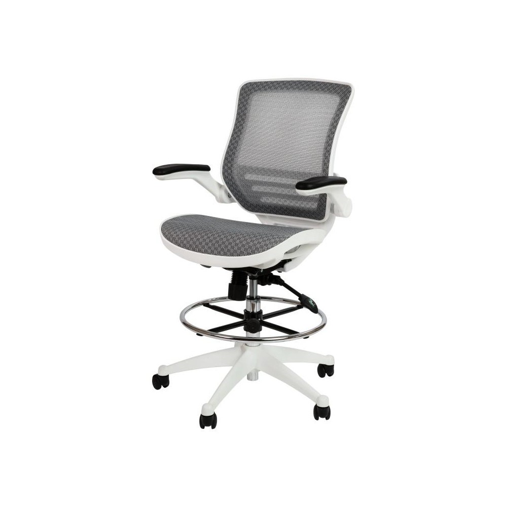Flash Furniture Waylon Gray/White Mesh Drafting Chair BL-LB-8801X-D-GR-WH-GG Flash Furniture Waylon Gray/White Mesh Drafting Chair BL-LB-8801X-D-GR-WH-GG