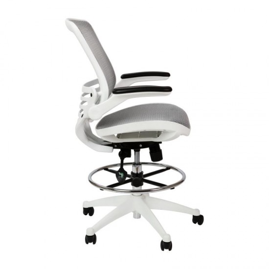Flash Furniture Waylon Gray/White Mesh Drafting Chair BL-LB-8801X-D-GR-WH-GG