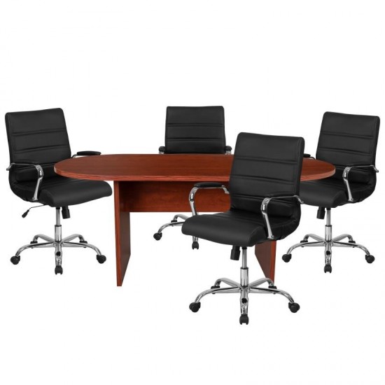 Flash Furniture Lake Cherry Oval Conference Set BLN-6GCCHR2286-BK-GG