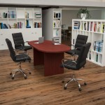 Flash Furniture Lake Cherry Oval Conference Set BLN-6GCCHR2286-BK-GG