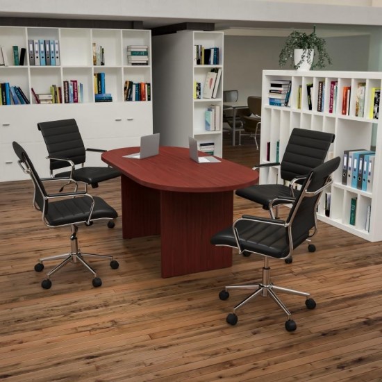 Flash Furniture Lake Cherry Oval Conference Set BLN-6GCCHR595M-BK-GG