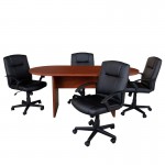 Flash Furniture Lake Cherry Oval Conference Set BLN-6GCCHRX000-BK-GG