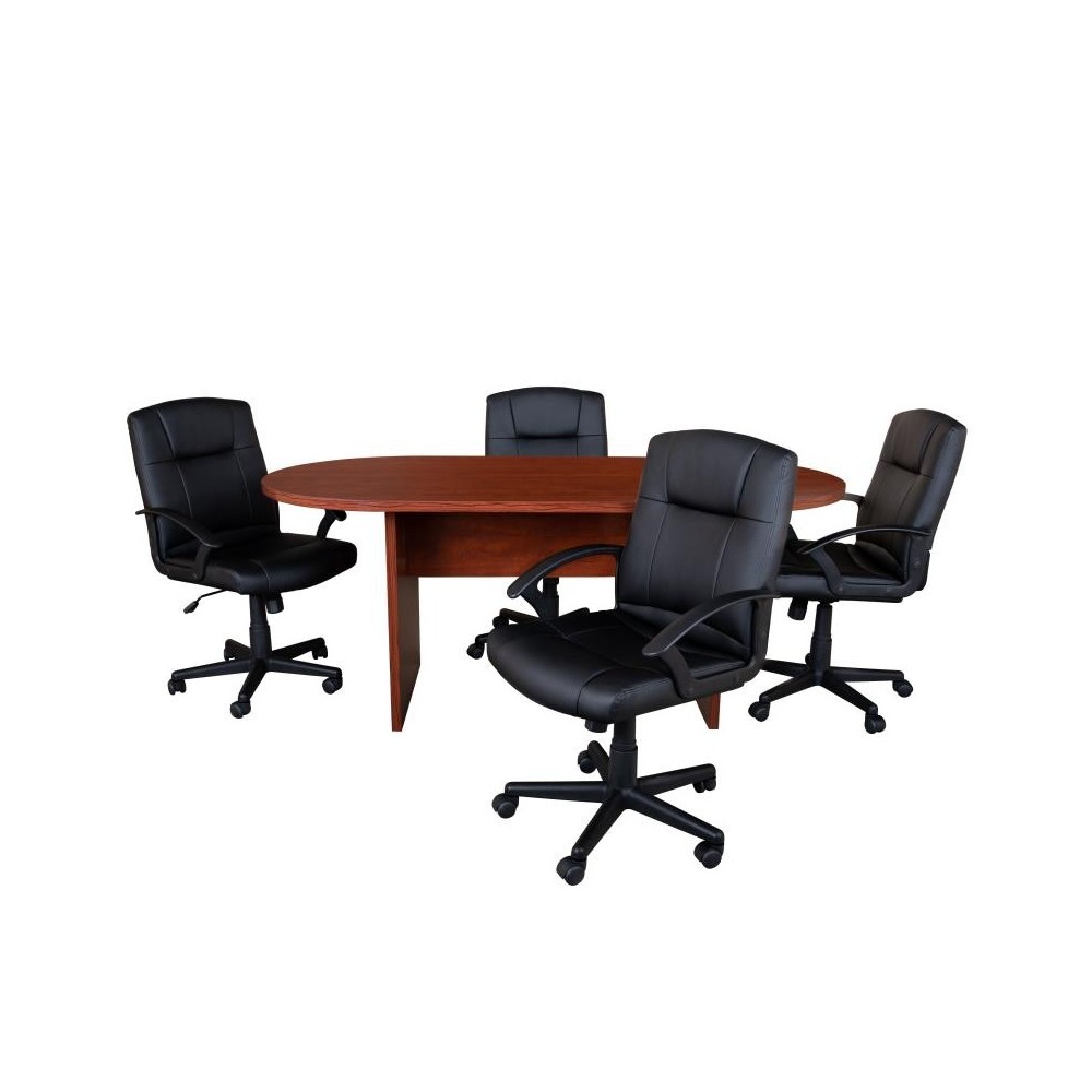 Flash Furniture Lake Cherry Oval Conference Set BLN-6GCCHRX000-BK-GG