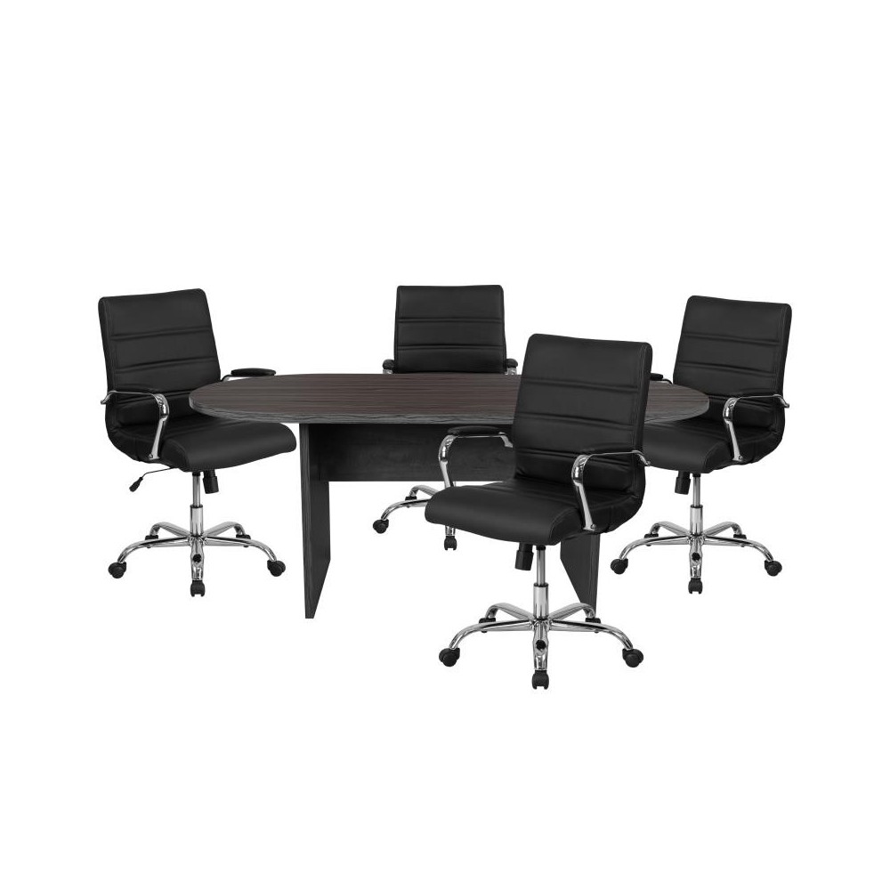 Flash Furniture Lake Gray Oval Conference Set BLN-6GCGRY2286-BK-GG Flash Furniture Lake Gray Oval Conference Set BLN-6GCGRY2286-BK-GG