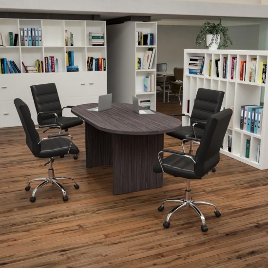 Flash Furniture Lake Gray Oval Conference Set BLN-6GCGRY2286-BK-GG