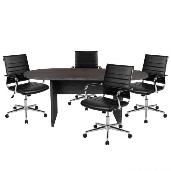 Flash Furniture Lake Gray Oval Conference Set BLN-6GCGRY595M-BK-GG